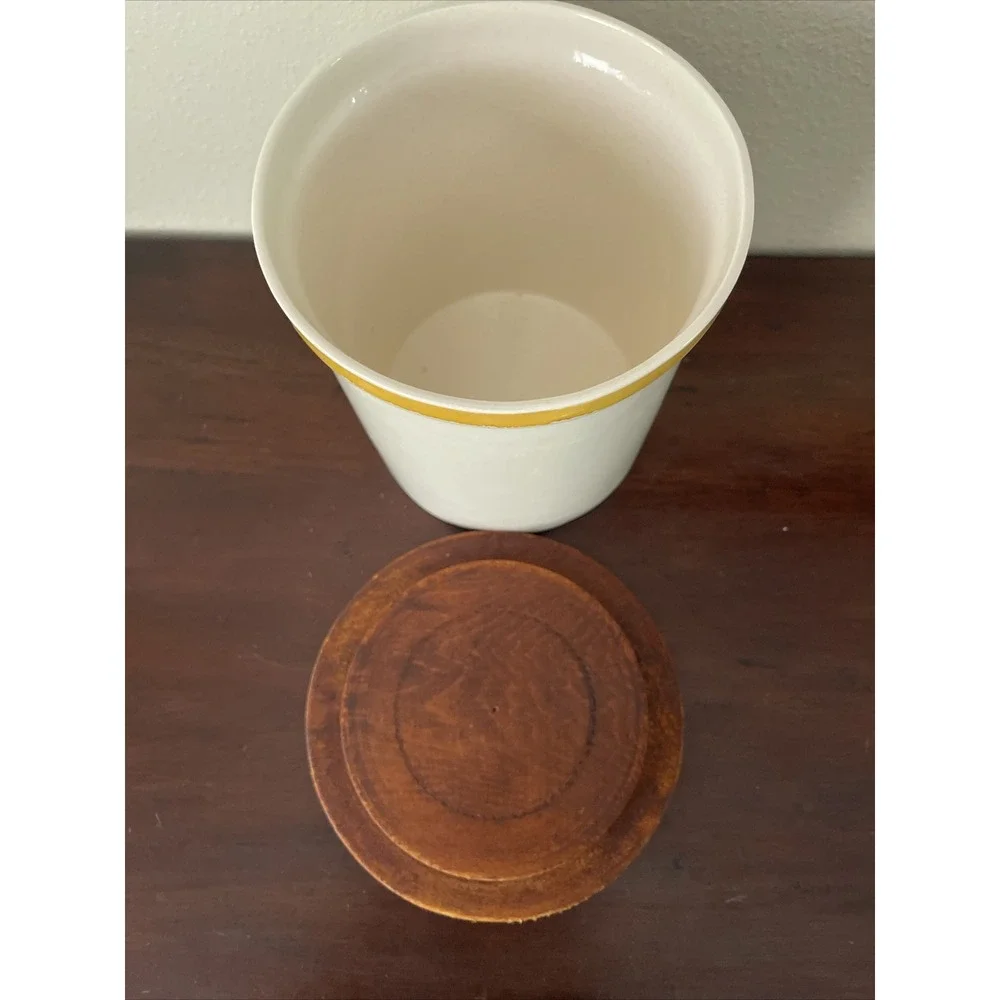 Vtg Bauer Pottery Kitchen Canister Way 2 Mans Heart Thru Stomach Kitsch‎ Motto